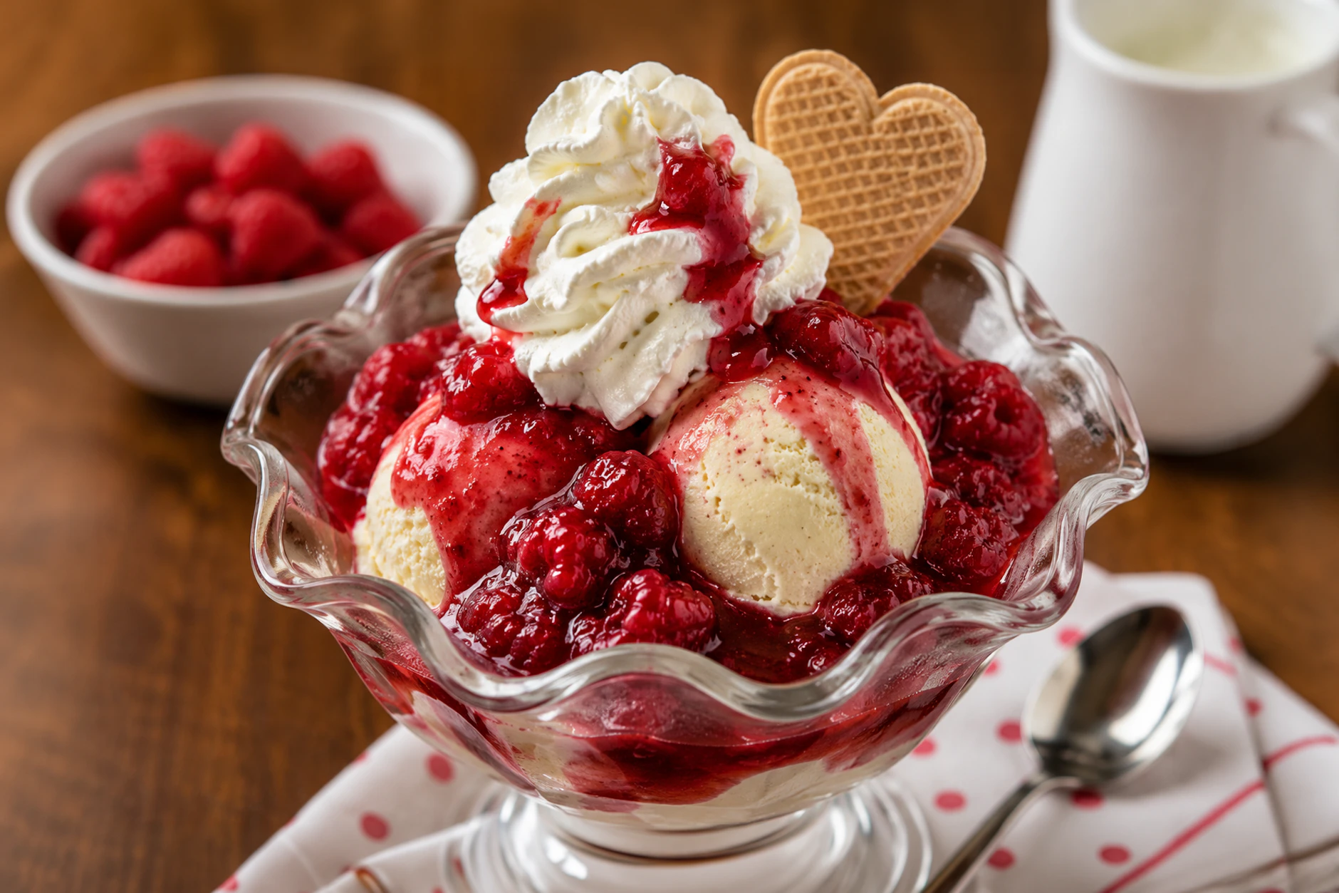 Heiße Liebe wie früher: Vanilleeis mit heißen Himbeeren ist ein Klassiker in jeder Eisdiele. Doch Sie können das leckere Dessert auch ganz einfach selber machen.