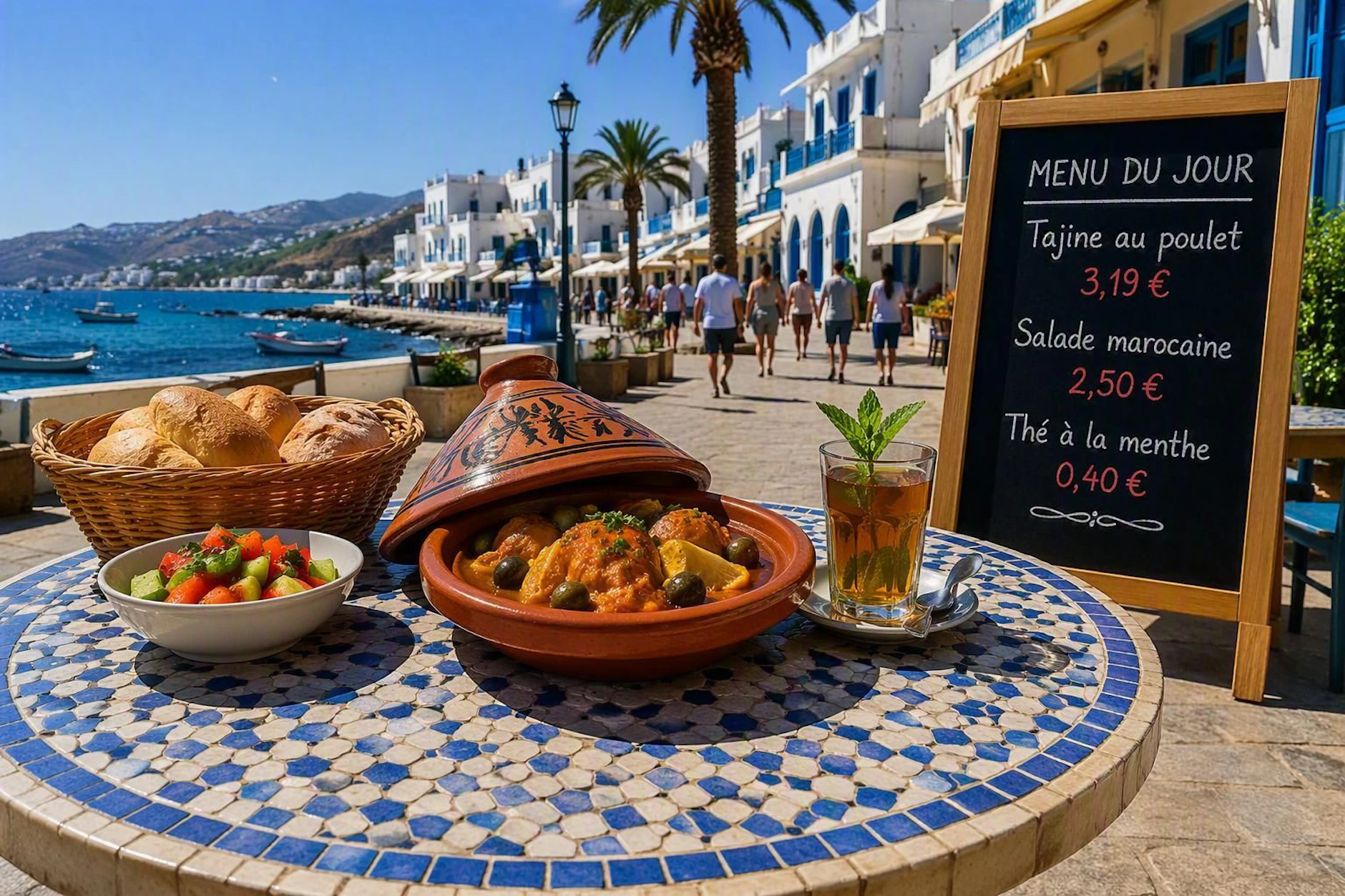 In Nordafrika können Urlauber noch in Restaurants gehen und günstig essen.