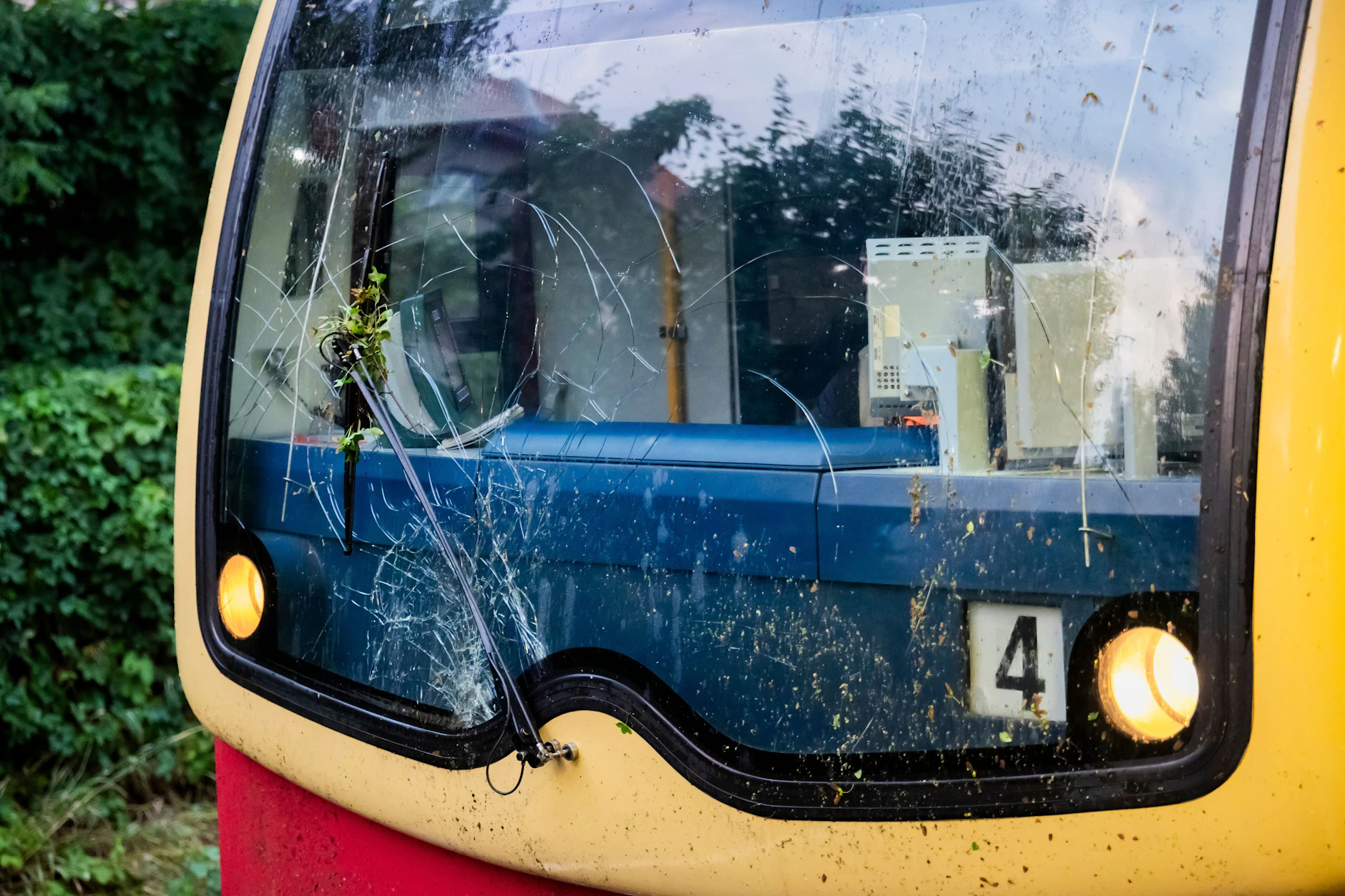 Die Scheibe der S-Bahn der Linie S1 zersplitterte beim Aufprall.