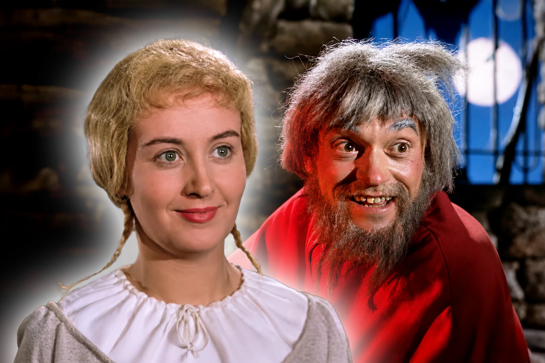 „Das Zaubermännchen“ gehört ohne Frage zu den schönsten DDR-Märchen, die in den heiligen Hallen der DEFA entstanden. Hier: Karin Lesch als Müllerstochter und Siegfried Seibt als Rumpelstilzchen.