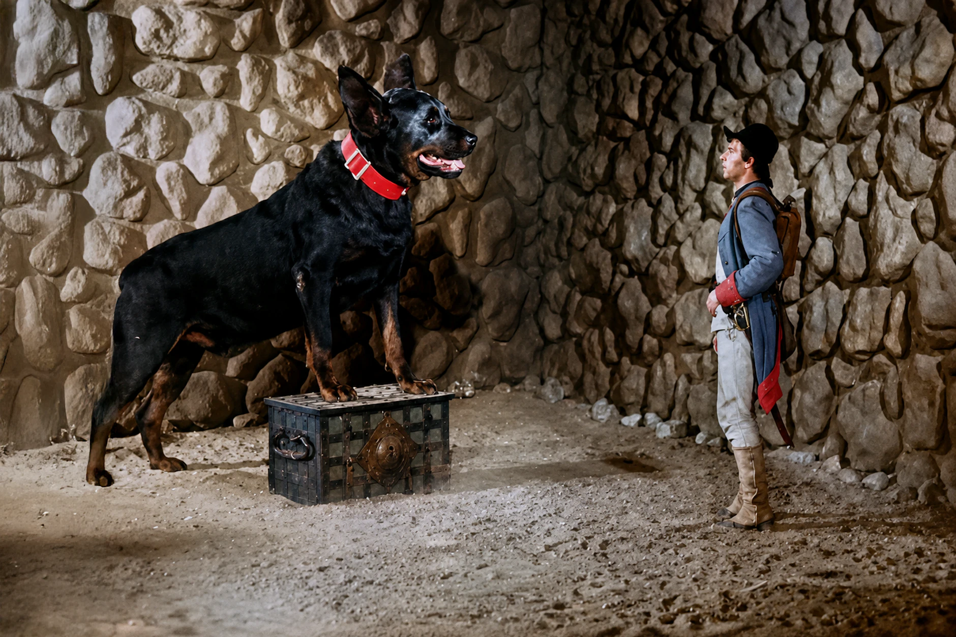 In „Das Feuerzeug“ begegnet der arme Soldat in einer Höhle mehreren großen Hunden, die ihn später noch bei seinen Abenteuern begleiten. Der Film gehört zu den populärsten Märchen aus der DDR.