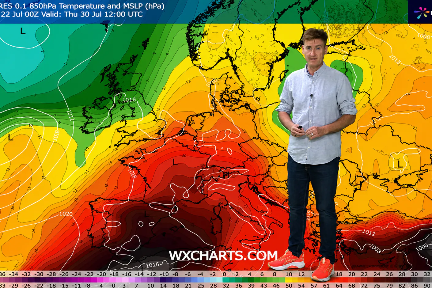 Die rote Blase nähert sich aus dem Südwesten: In der kommenden woche könnte es dank sehr warmer Luft aus spanischer Richtung bei uns wieder richtig warm werden.