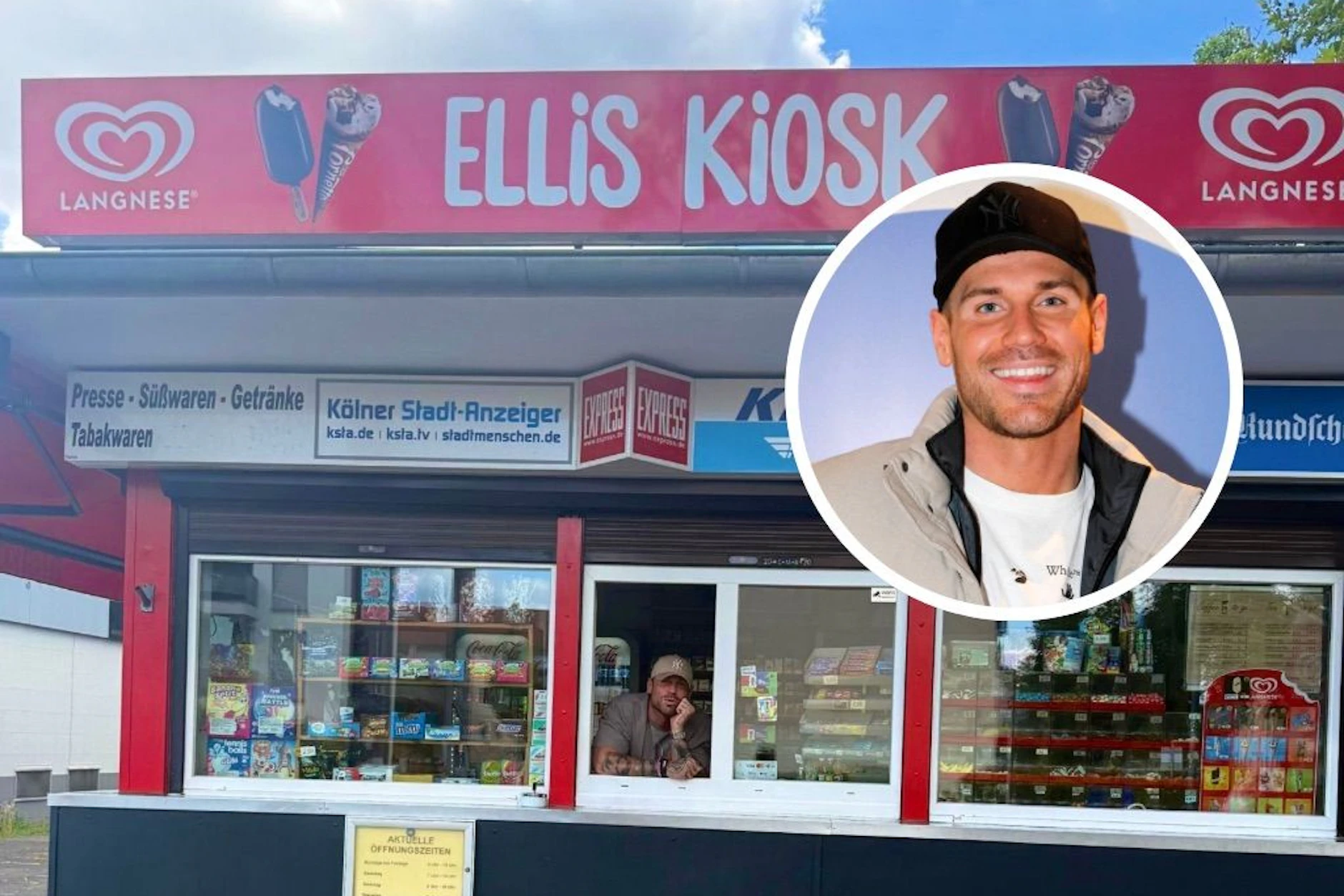Entdecken Sie den Reality-Star? Aus dem kleinen Fenster luschert Chris Broys Oberkörper heraus. Seine Mutter hat 2018 „Ellis Kiosk“ eröffnet.