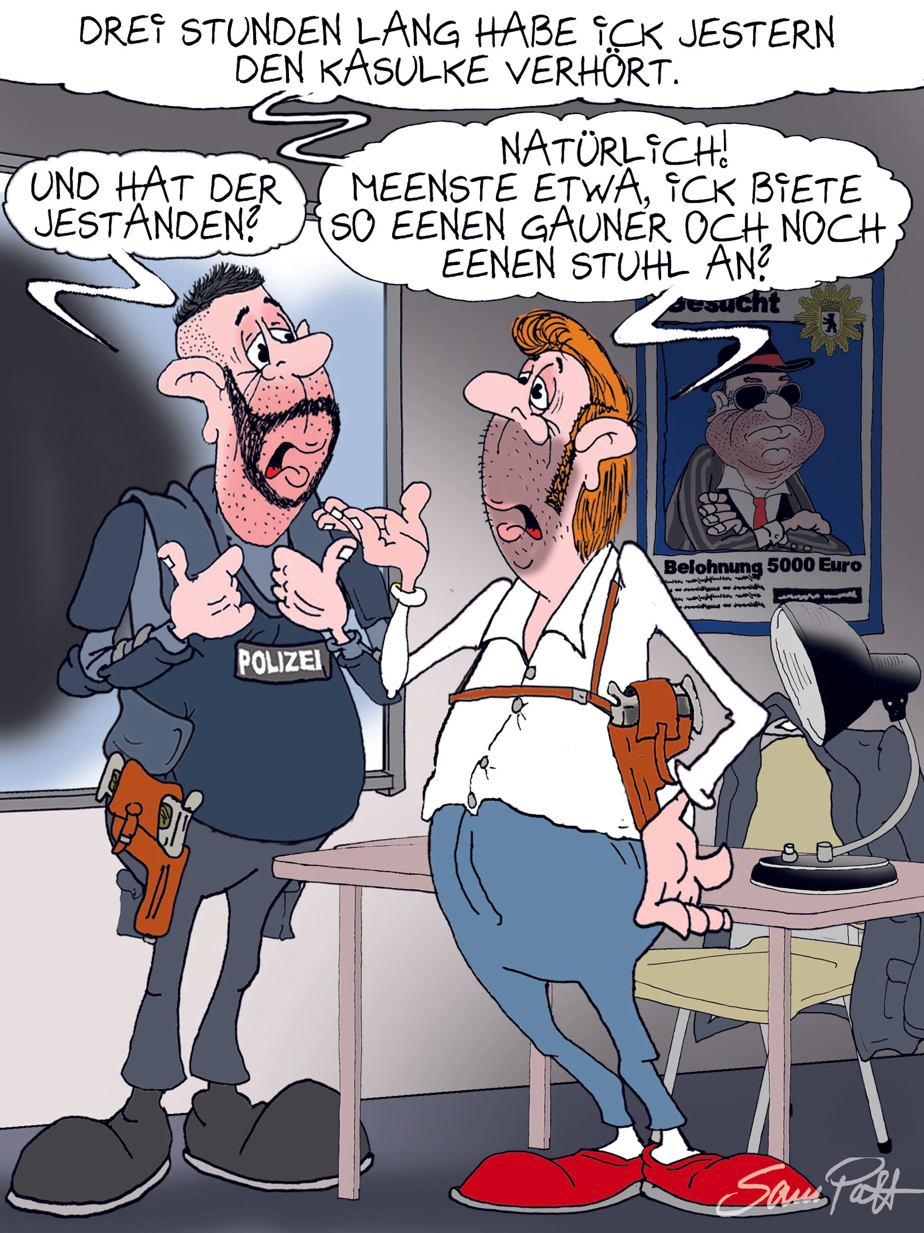 Der Cartoon des Tages kommt von unserem Zeichner Sam Paff. Er hat ein Talent dafür, den besonderen Berliner Humor einzufangen.