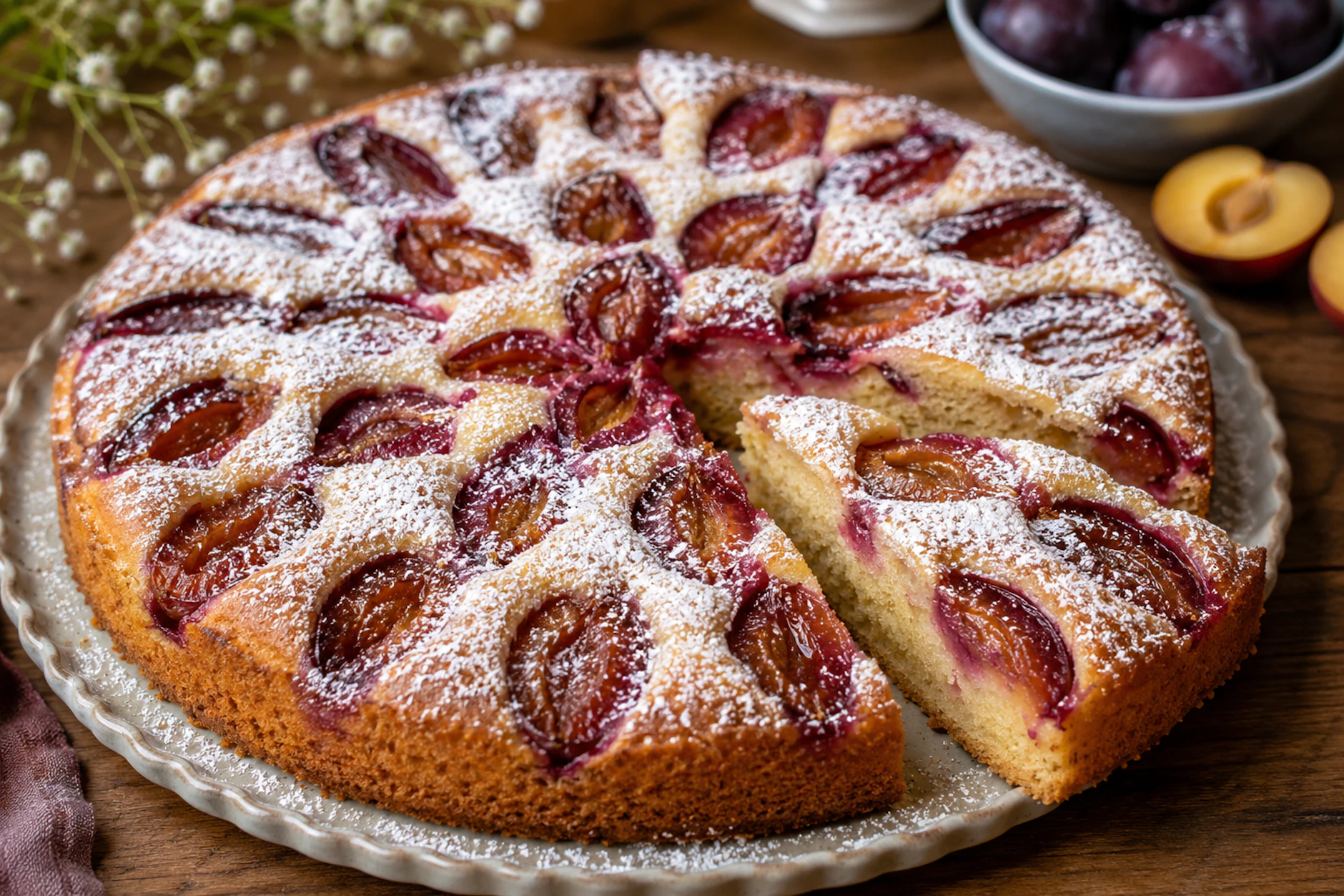 Der Pflaumenkuchen schmeckt genial und sieht auch noch richtig schön aus. Omas Rezept macht es möglich!