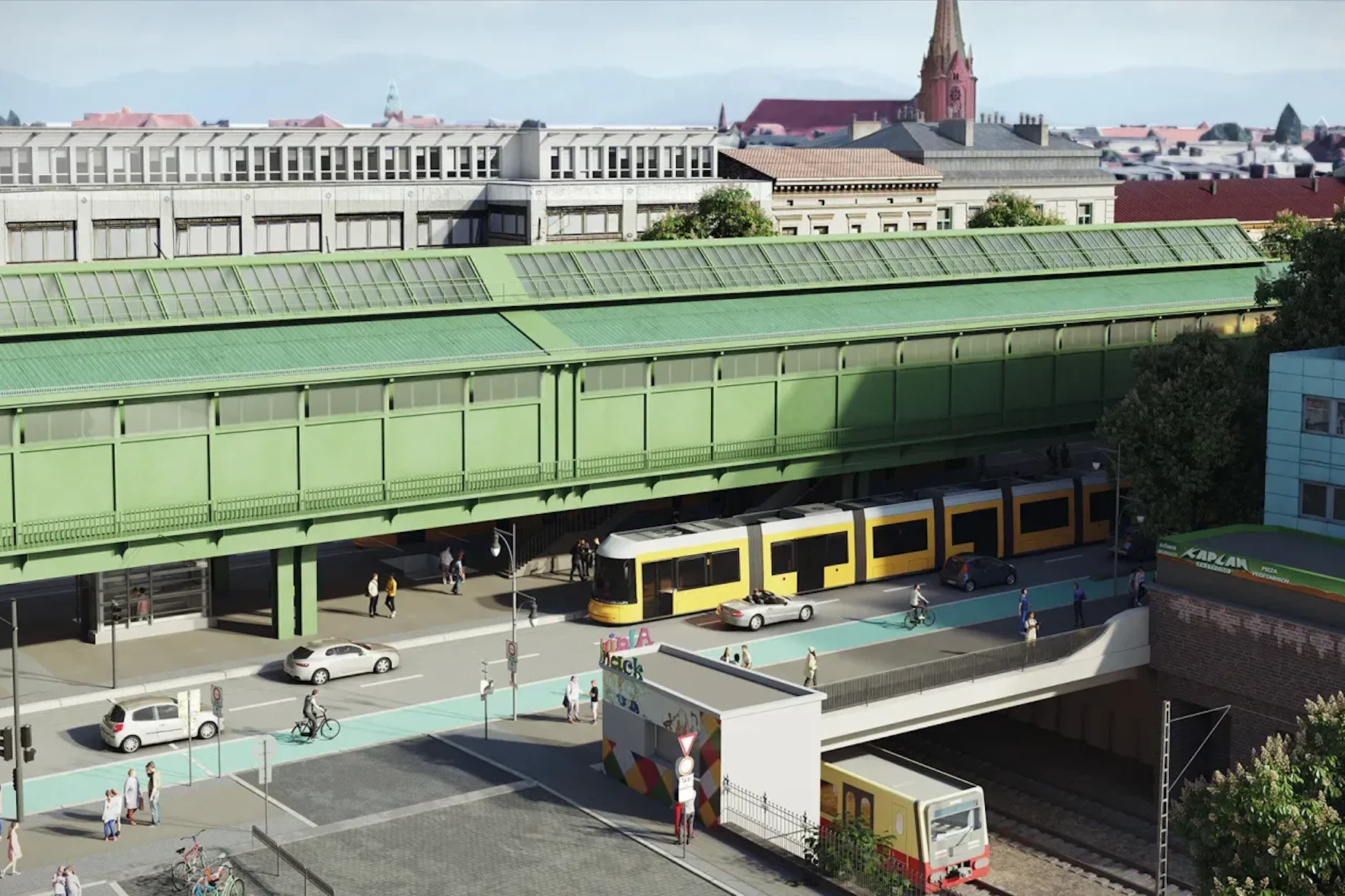 So soll die neue Brücke an der Schönhauser Allee mit neuem Imbiss aussehen.