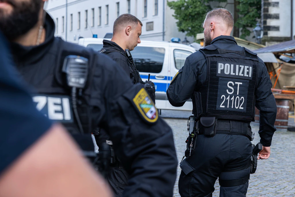 Polizeieinsatz in Magdeburg, Sachsen-Anhalt.