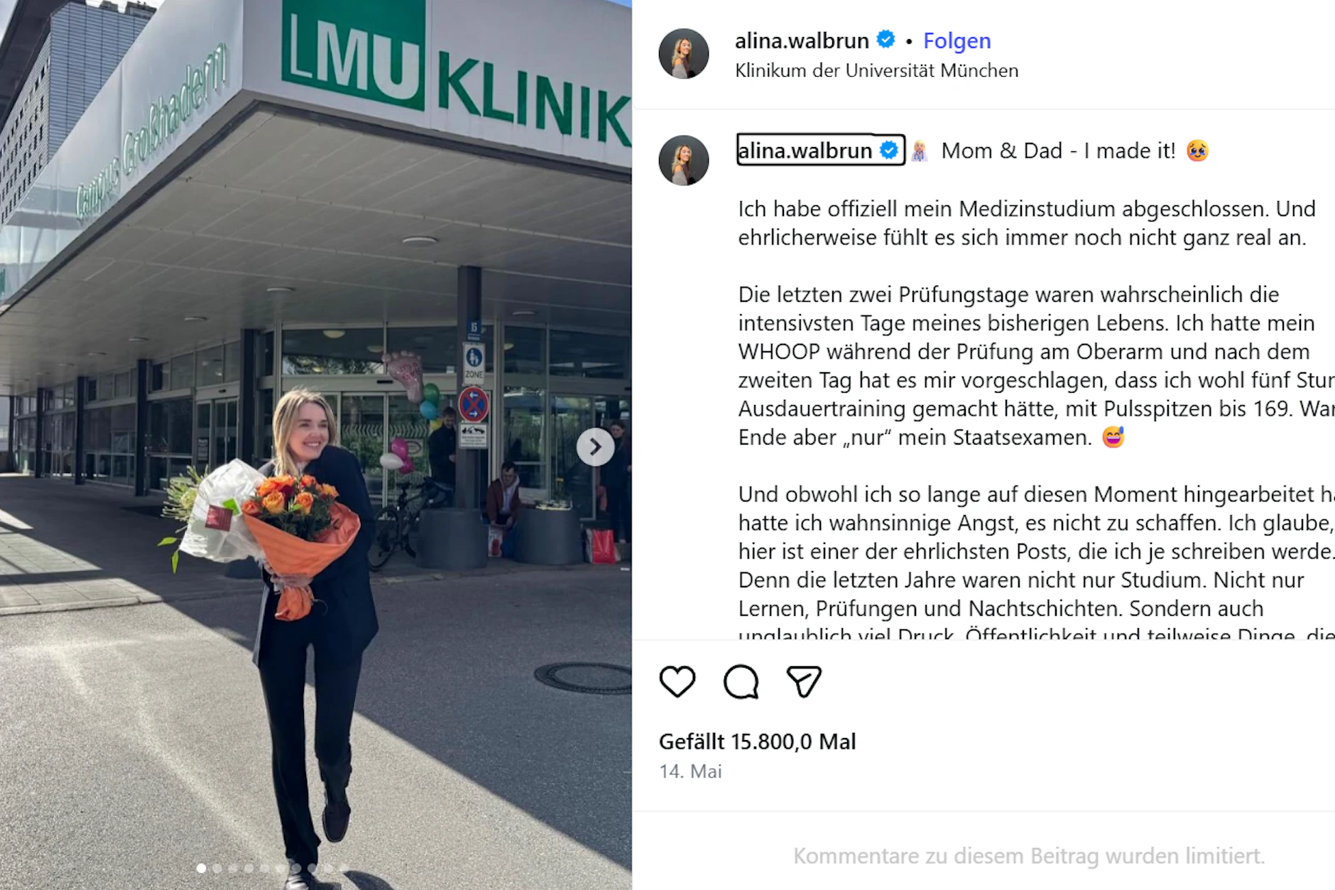 Auf Instagram gibt Alina Walbrun unter anderem medizinische Tipps.