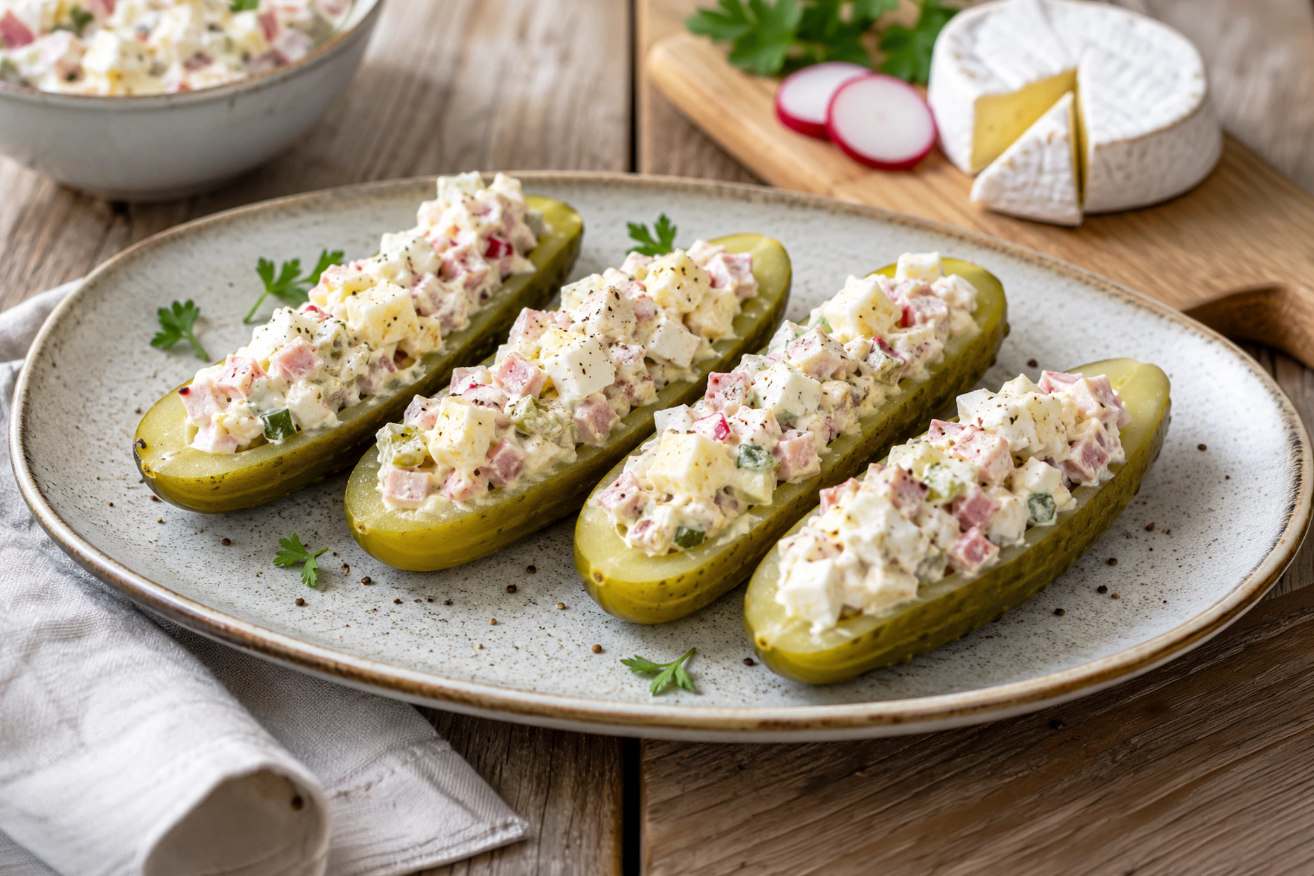Gewürzgurken, lecker gefüllt: Gurkenimbiss ist das perfekte Gericht für Ihr Abendbrot. Wenn die Küche mal kalt bleiben soll, ist dieses Rezept mit Gurken einfach perfekt!