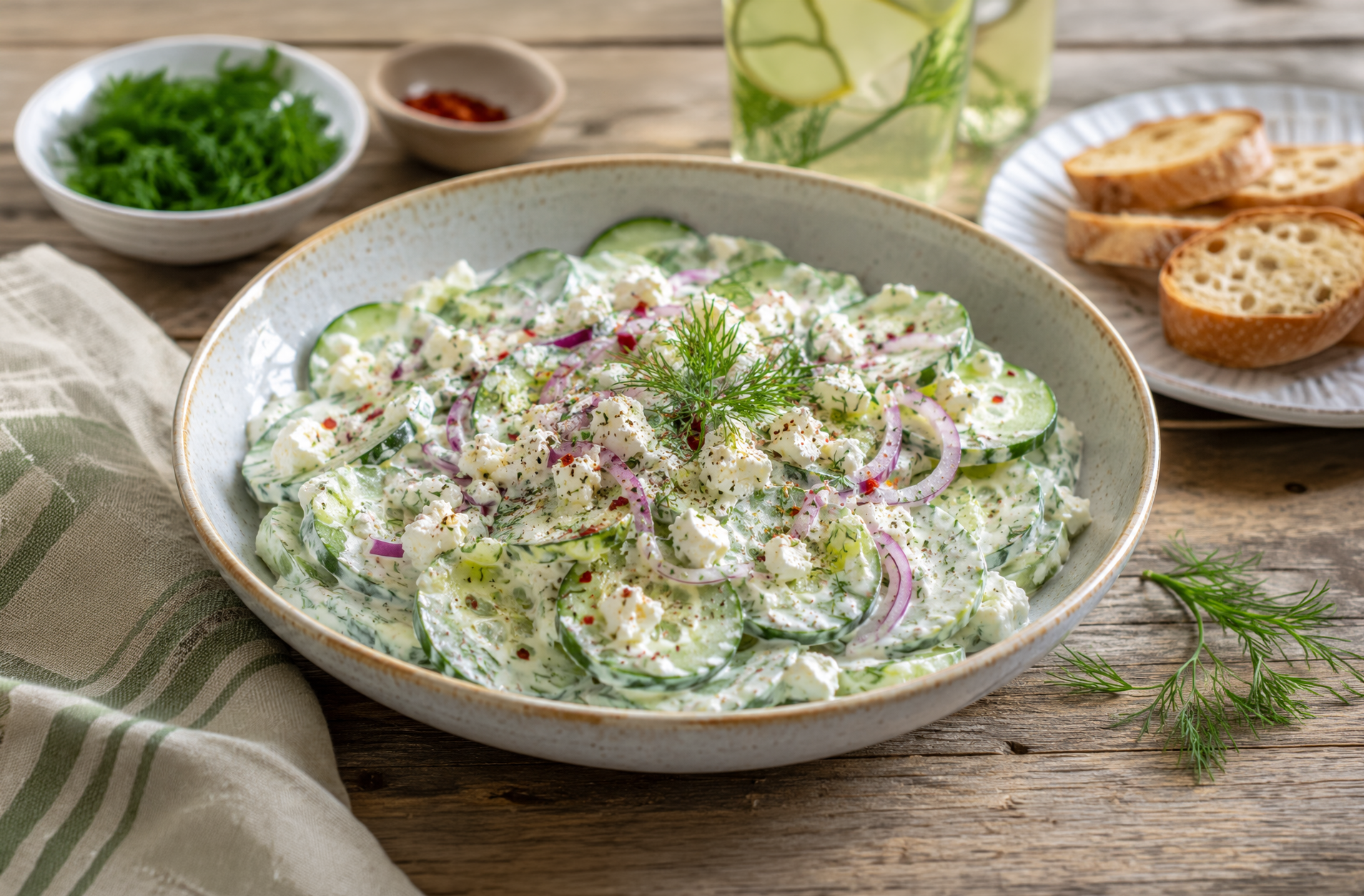 Frischer Gurkensalat mit Feta-Bröseln: So nehmen Sie im Sommer ab