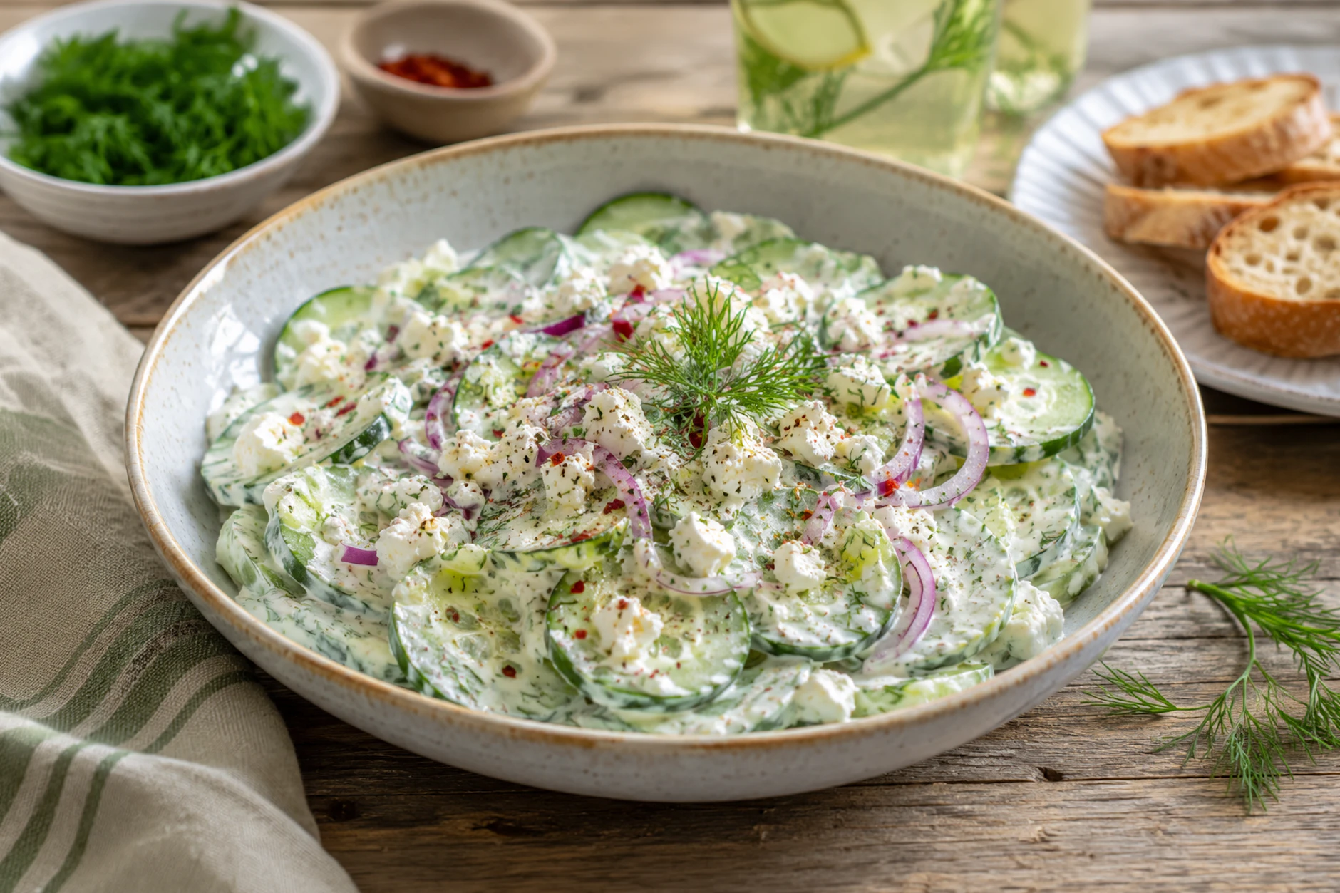 Frischer Gurkensalat mit Feta-Bröseln: So nehmen Sie im Sommer ab