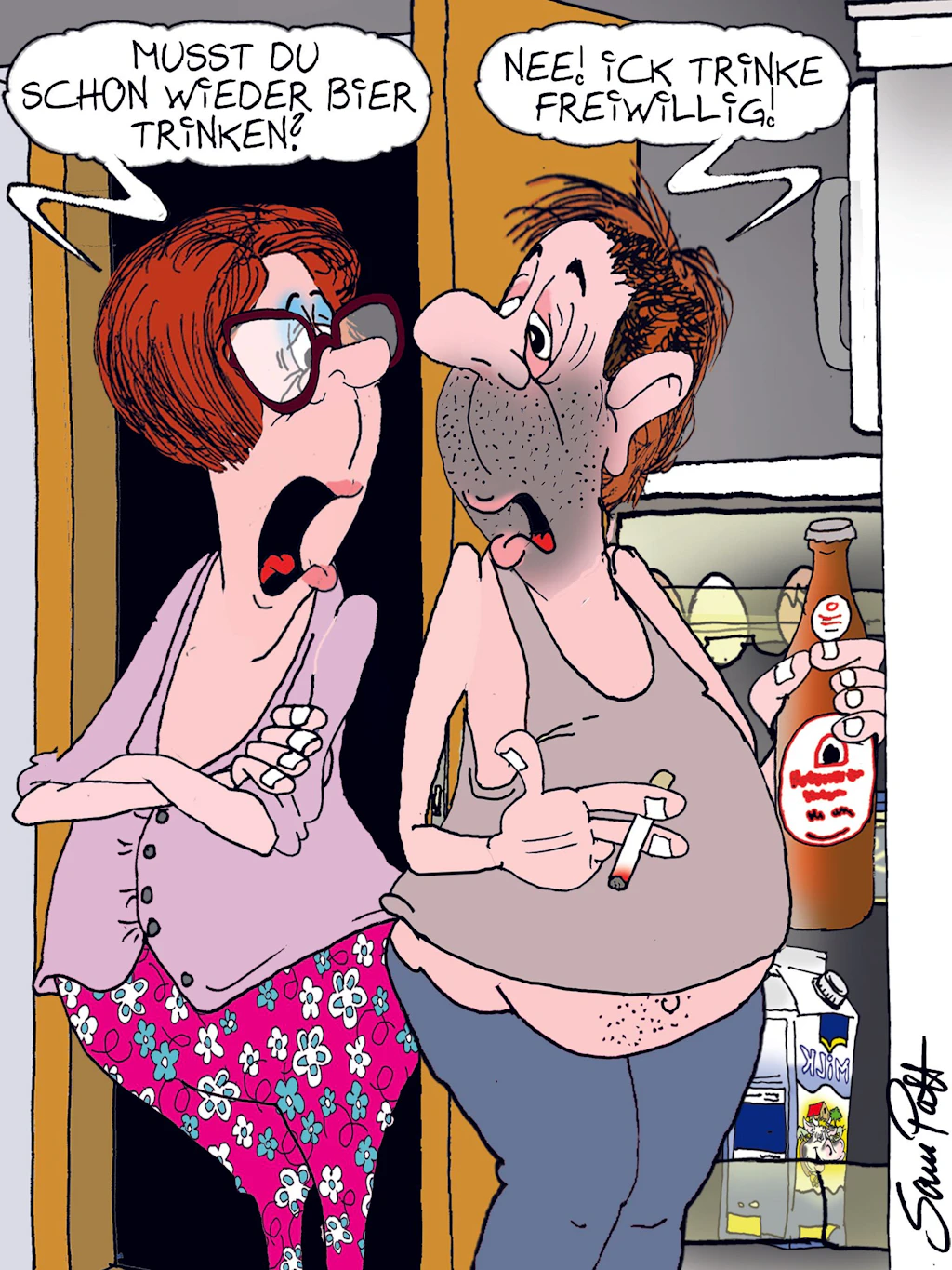 Der Cartoon des Tages hat jeden Tag einen festen Platz in der Rubrik Witz des Tages. Dafür zuständig ist wie immer unser Zeichner Sam Paff aus Berlin.