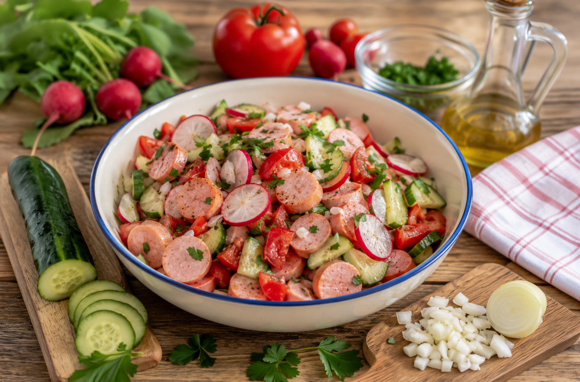 Sommer-Wurstsalat aus dem Osten: Leichte Küche aus der DDR mit Bockwurst