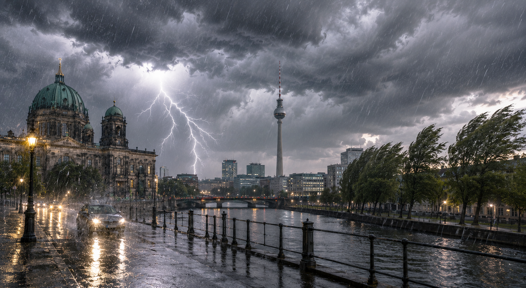 Gewitter weckt Berlin, Warnung im Osten bleibt! Sturm, Starkregen und Hagel