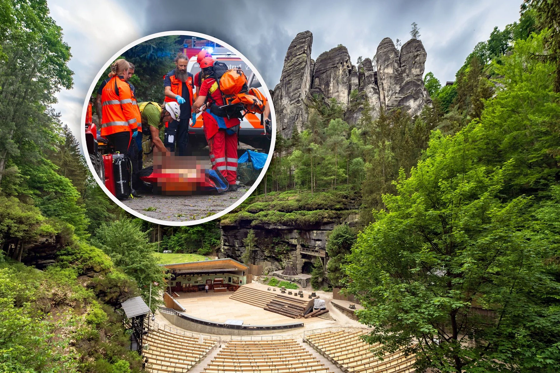 Die Felsenbühne Rathen ist das schönste Naturtheater Deutschlands, ein beliebtes Ausflugsziel für Wanderer und Einheimische. Doch hier kam es am Freitag zur Gewitter-Tragödie.