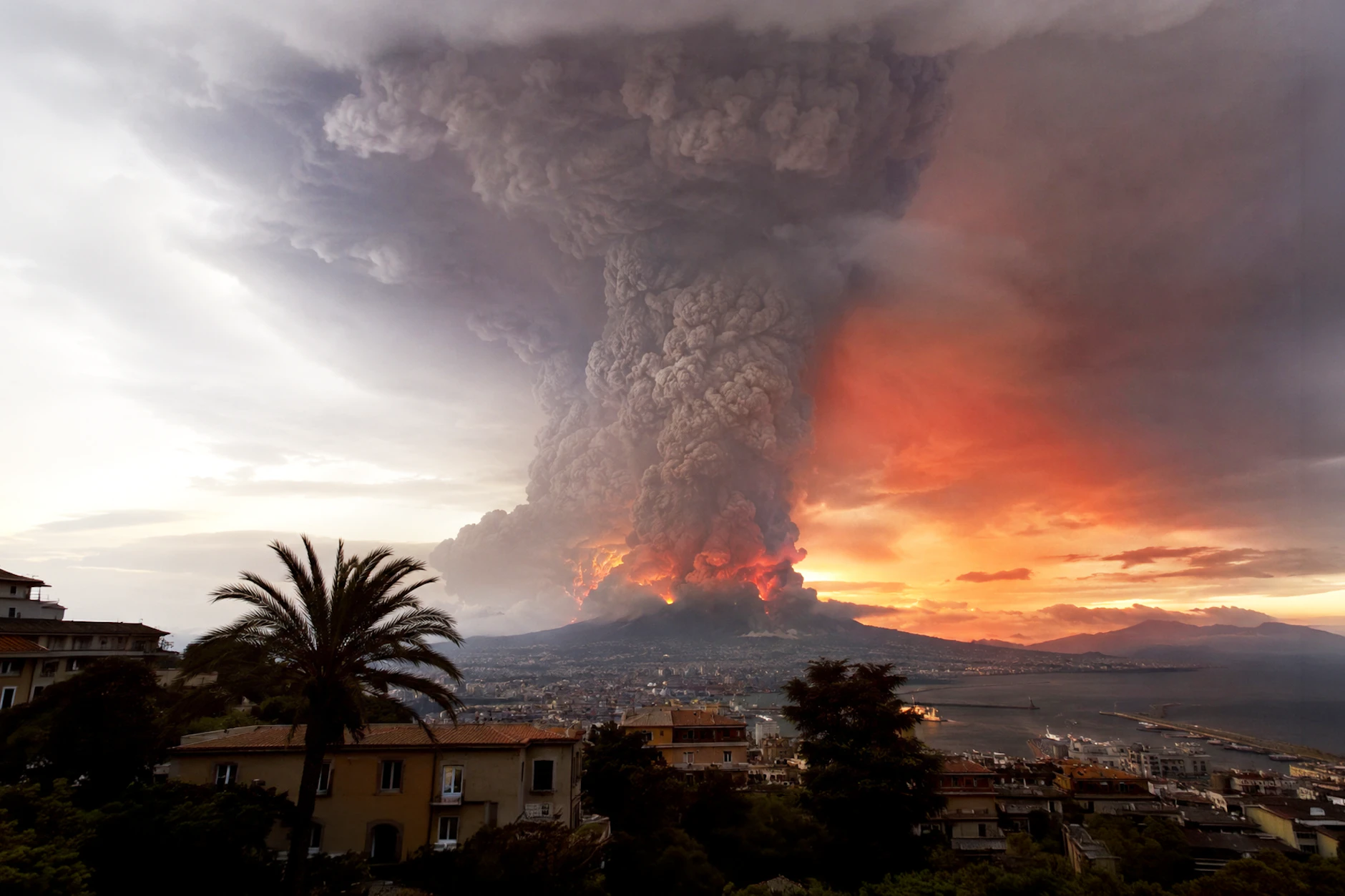 Bedrohlich und angsteinflößend: So stellt sich die KI den Ausbruch eines Supervulkans unter Italien vor. Echte Bilder gibt es dazu noch nicht ... zum Glück!