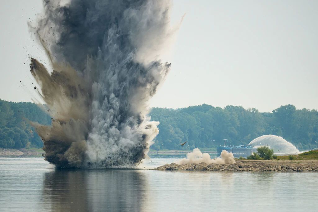Das rumänische Militär setzte Sprengstoff in der Donau ein.