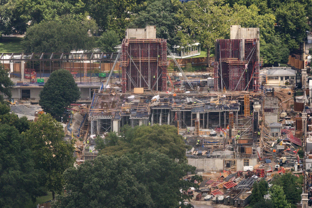 Die Baustelle für den Ballsaal des Weißen Hauses