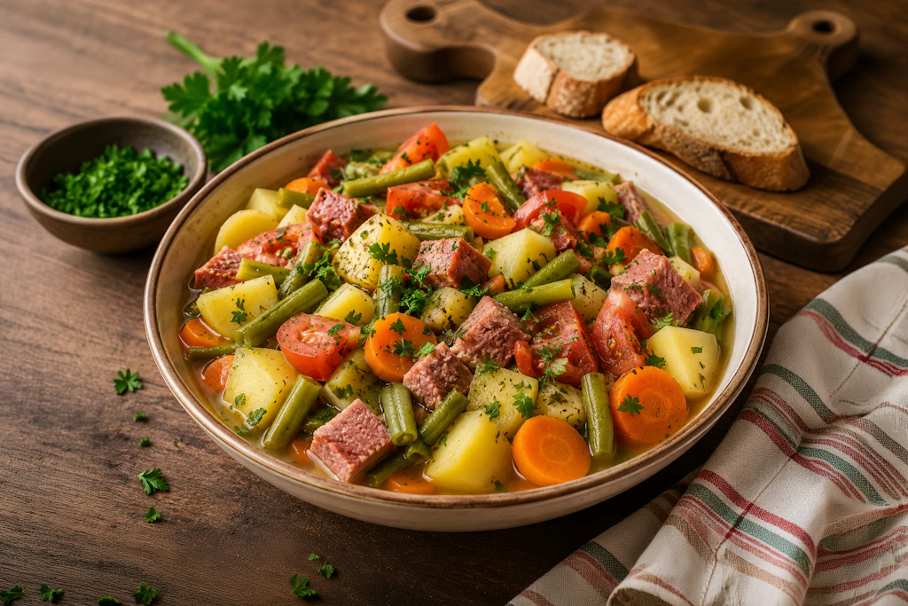 Der bunte Sommertopf ist ein richtig leckerer Gemüseeintopf, der auch in der warmen Jahreszeit herrlich schmeckt. Das Besondere: Hier wird sogenanntes Kraftfleisch verwendet.