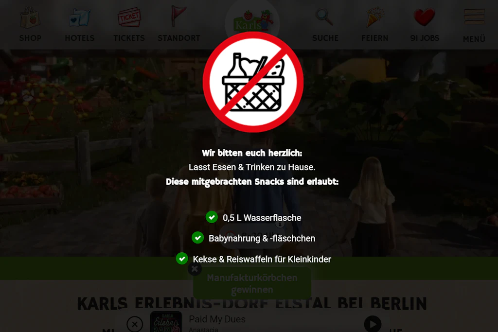 Diese Warnung sehen die Besucher, wenn Sie sich die Website von Karls Erlebnisdorf anschauen.