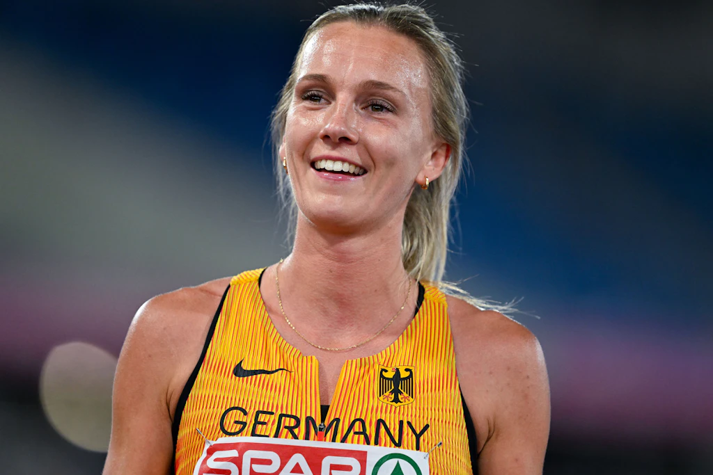 Lea Meyer bei der Leichtathletik-EM in Birmingham – im Finale über 3000 Meter Hindernis stürzte die 28-Jährige am letzten Wassergraben und wurde Vierte.