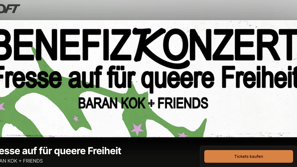 Plakat zum Benefizkonzert „Fresse auf für queere Freiheit“