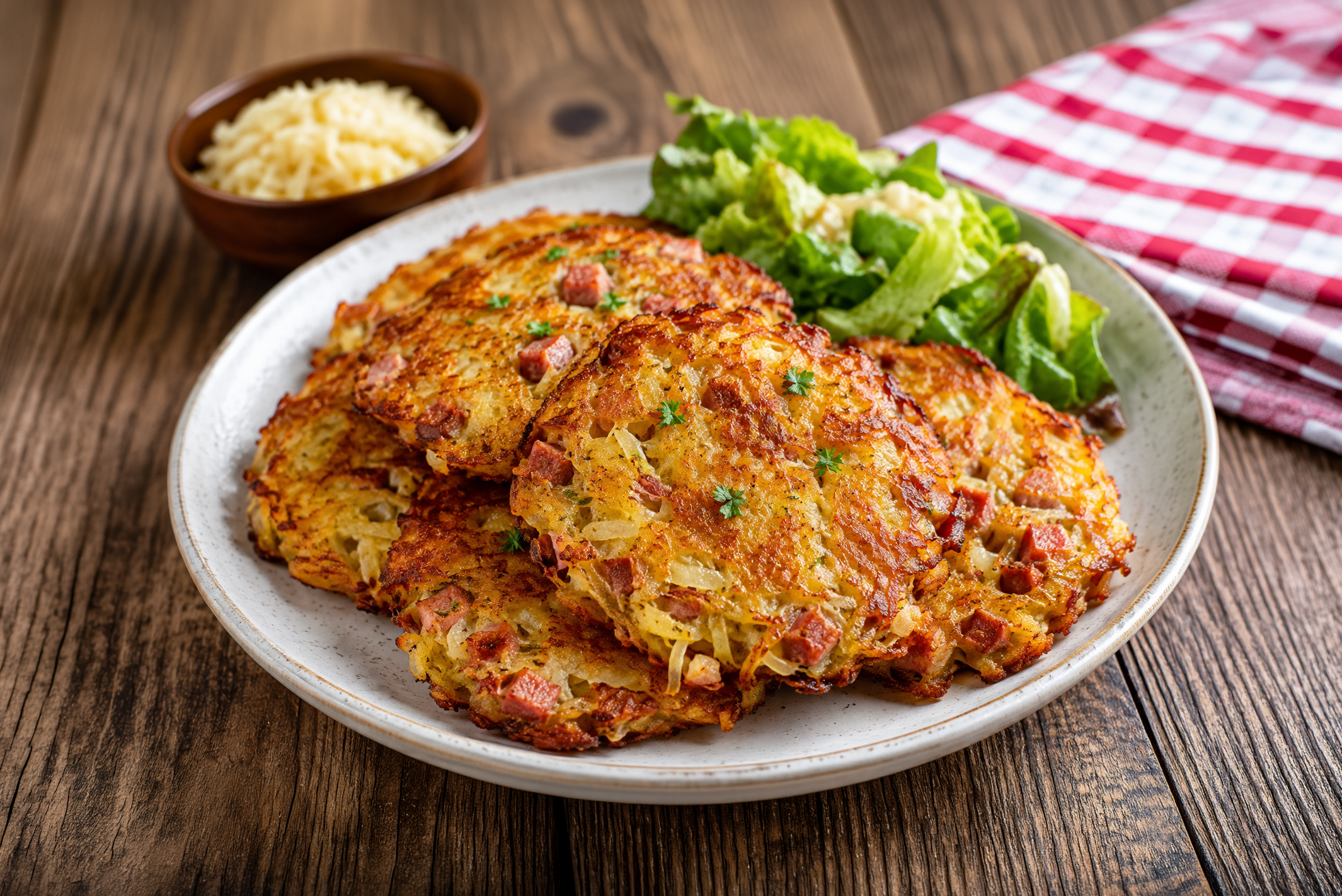 Rezept mit Bratwurst und Kraut: Diese Kartoffelpuffer schmecken nach Dorffest