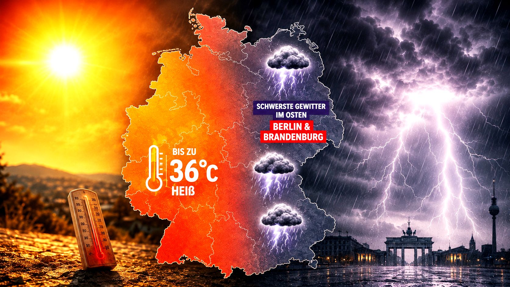 Gewitter, Hagel, Sturmböen mit 90 km/h: So ungemütlich wird der Wetter-Wochenstart in Deutschland