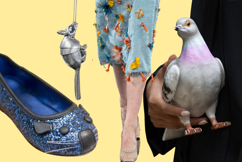 Von Maus-Schuhen über die Tauben-Clutch bis zur Gürteltier-Tasche: Animalische Accessoires erobern die Modewelt.