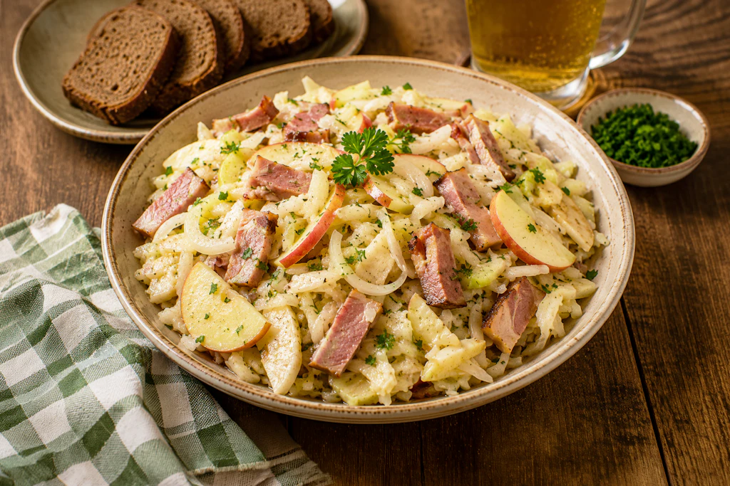 Der Wernesgrüner Brauereiimbiß ist der perfekte Begleiter zum Feierabendbierchen. Der deftige Salat ist eine gute Grundlage für den Gerstensaft. Probieren Sie das DDR-Rezept mal aus!
