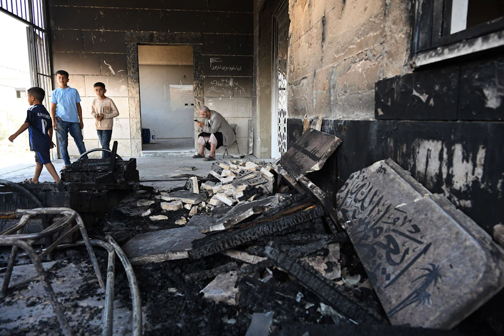 Palästinensisches Wohnhaus in Kusra nach einem Brandanschlag israelischer Siedler