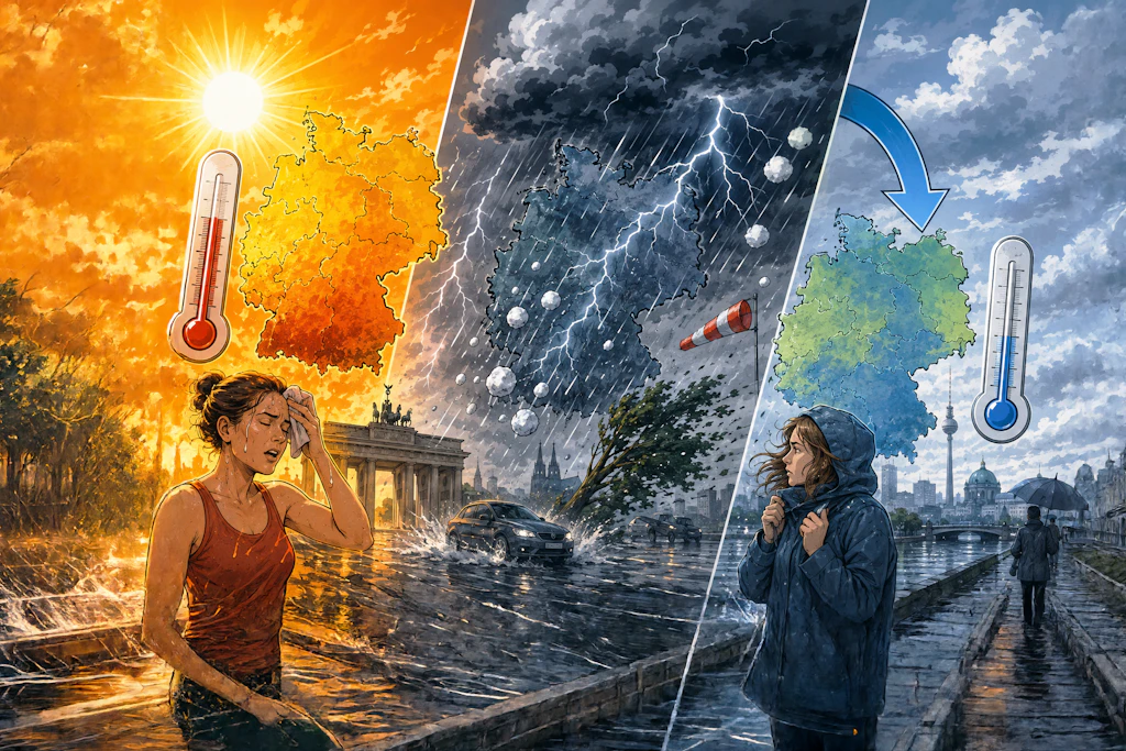 Deutschland droht ein krasser Wetterwechsel: Von Hitze auf Gewitter mit einem Temperatursturz bis zu 15 Grad. 