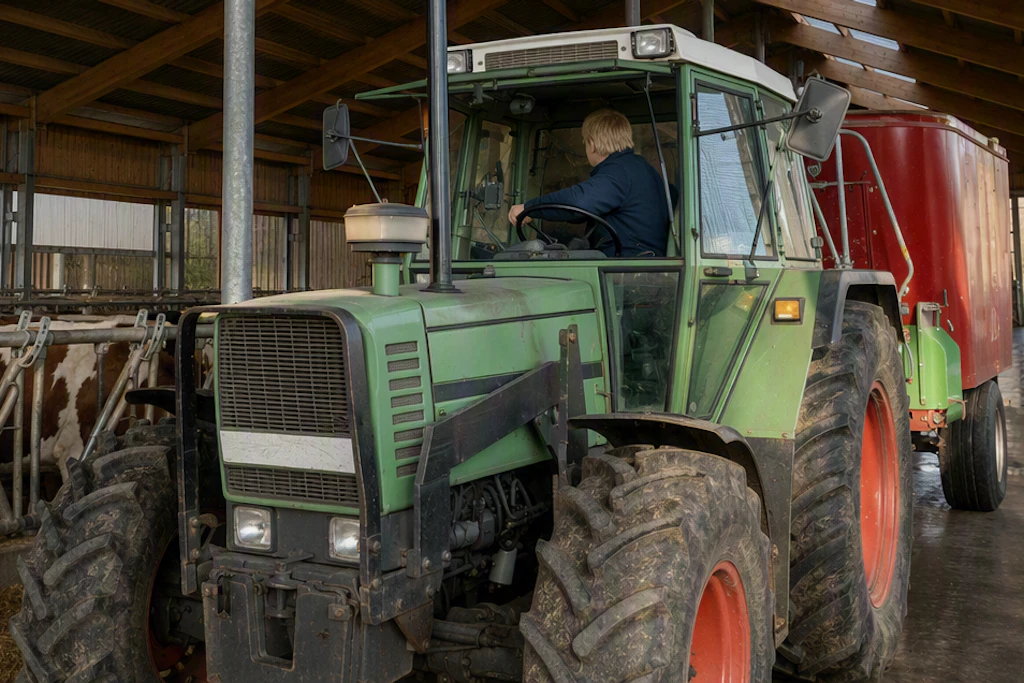 Bei der Futtergabe per Traktor im offenen Kuhstall kam es zu dem Unglück (Symbolfoto).