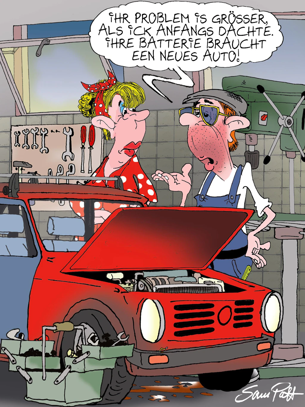 Kein Witz des Tages ohne Cartoon des Tages! Sam Paff bringt Ihnen jeden Tag seine Zeichnung und entlockt Ihnen damit hoffentlich ein Schmunzeln.