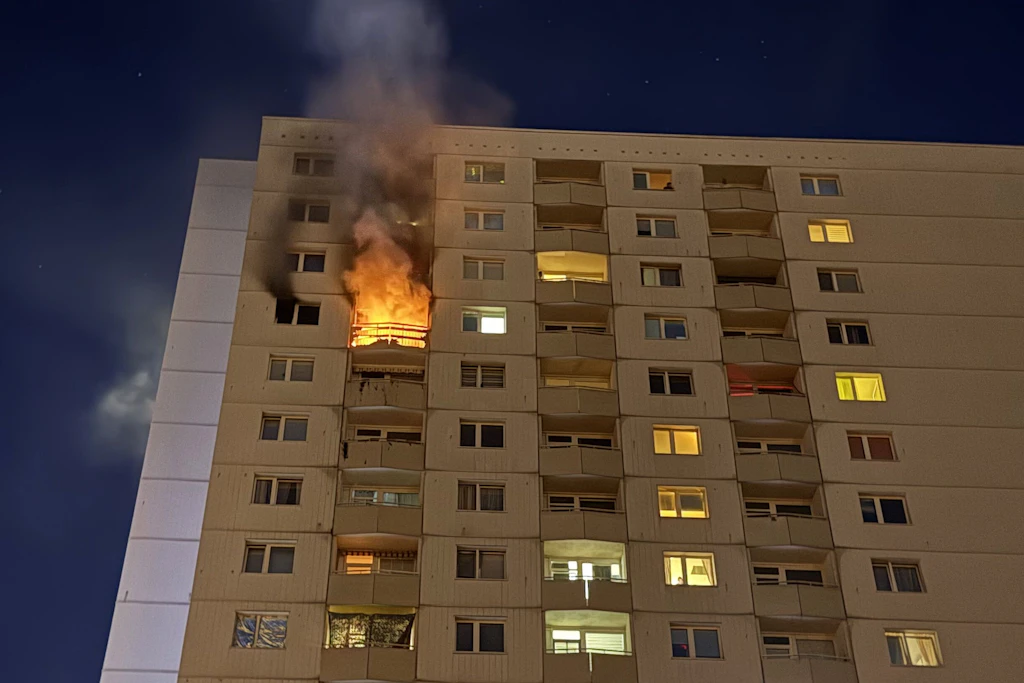 Mann stirbt bei Feuer im 13. Stock eines Dresdner Hochhauses