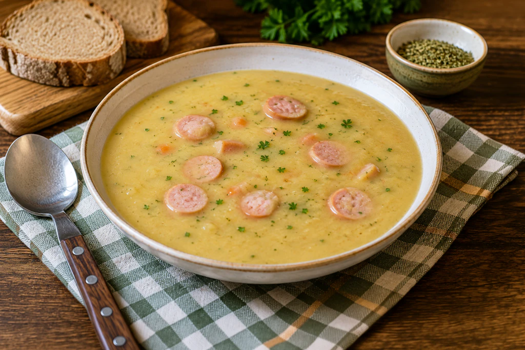 Sächsische Kartoffelsuppe mit Würstchen: Mit unserem Rezept und ein paar einfachen Tricks gelingt der Küchenklassiker blitzschnell und mit günstigen Zutaten.