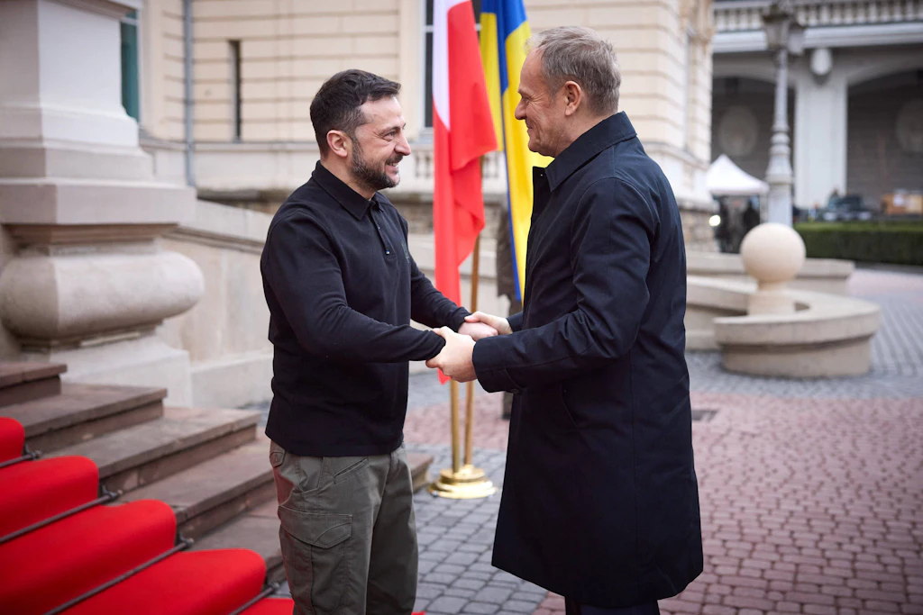 Der ukrainische Präsident Selenskyj und der polnische Regierungschef Tusk in Kiew