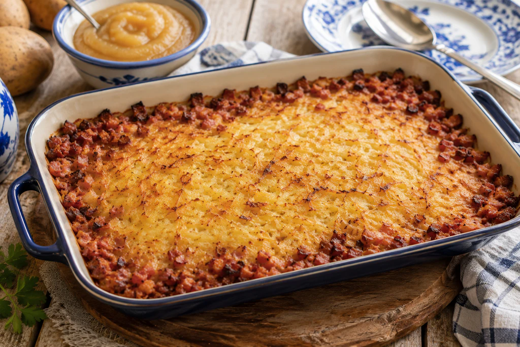 Der Buttermilchgetzen wird im Ofen gebacken, bis er oenauf eine knusprige Kruste hat. Einfach lecker, dieser ganz besondere Kartoffelauflauf!