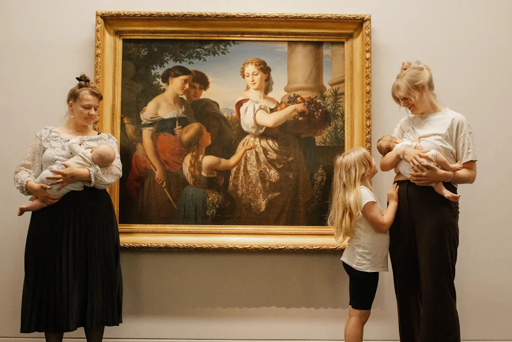 Gesättigte Babys vor Alten Meistern in den Chemnitzer Kunstsammlungen, Museum Gunzenhauser