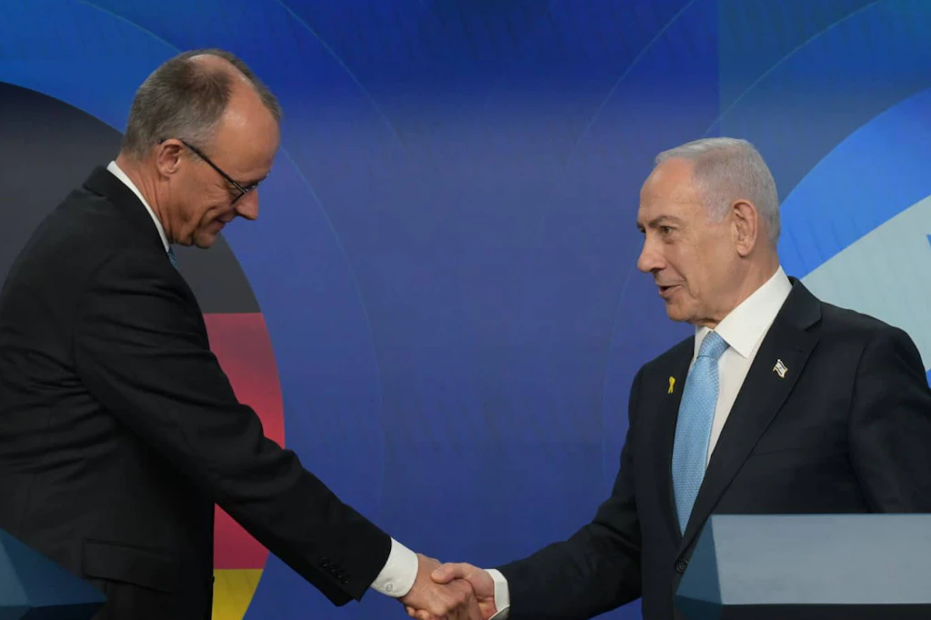 Bundeskanzler Friedrich Merz und Israels Ministerpräsident Benjamin Netanjahu bei einer gemeinsamen Pressekonferenz (Archivbild)