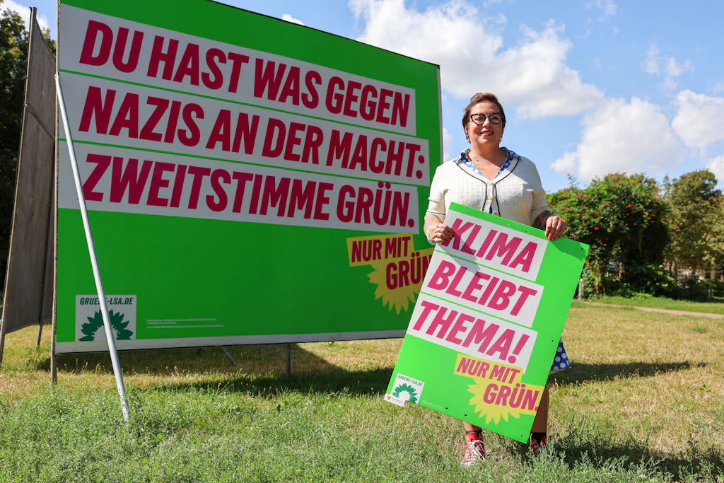 Susan Sziborra-Seidlitz, Spitzenkandidatin der Grünen, setzt im Endspurt des Landtagswahlkampfes auf Verhinderung von „Nazis“.
