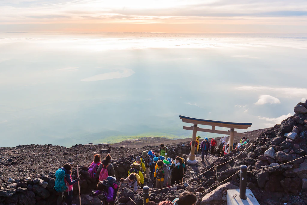 Wanderer auf dem Berg Fuji