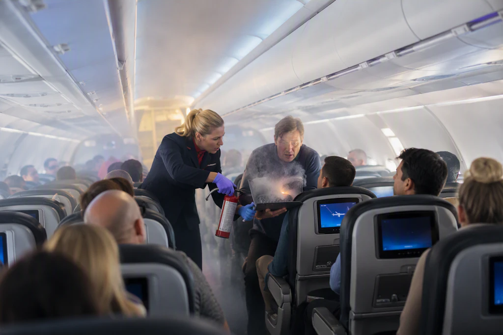 Ein Akku im Flugzeug kann Feuer fangen. Die Crew muss deswegen schnell reagieren, damit sich der Rauch an Bord nicht ausbreiten kann (Symbolfoto).