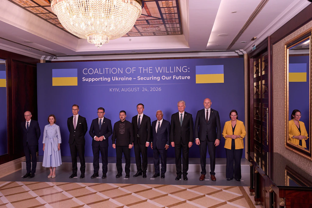 Die „Koalition der Willigen“ am 24. August in Kiew. Kiews 27-Milliarden-Forderung sei in dem Bündnis „wie eine Bombe eingeschlagen“, sagte ein europäischer Diplomat.