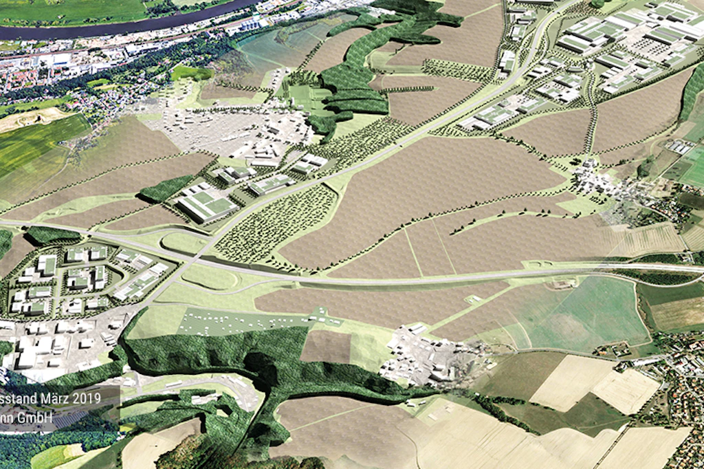 Entlang der B172a bei Pirna soll der Industriepark Oberelbe entstehen