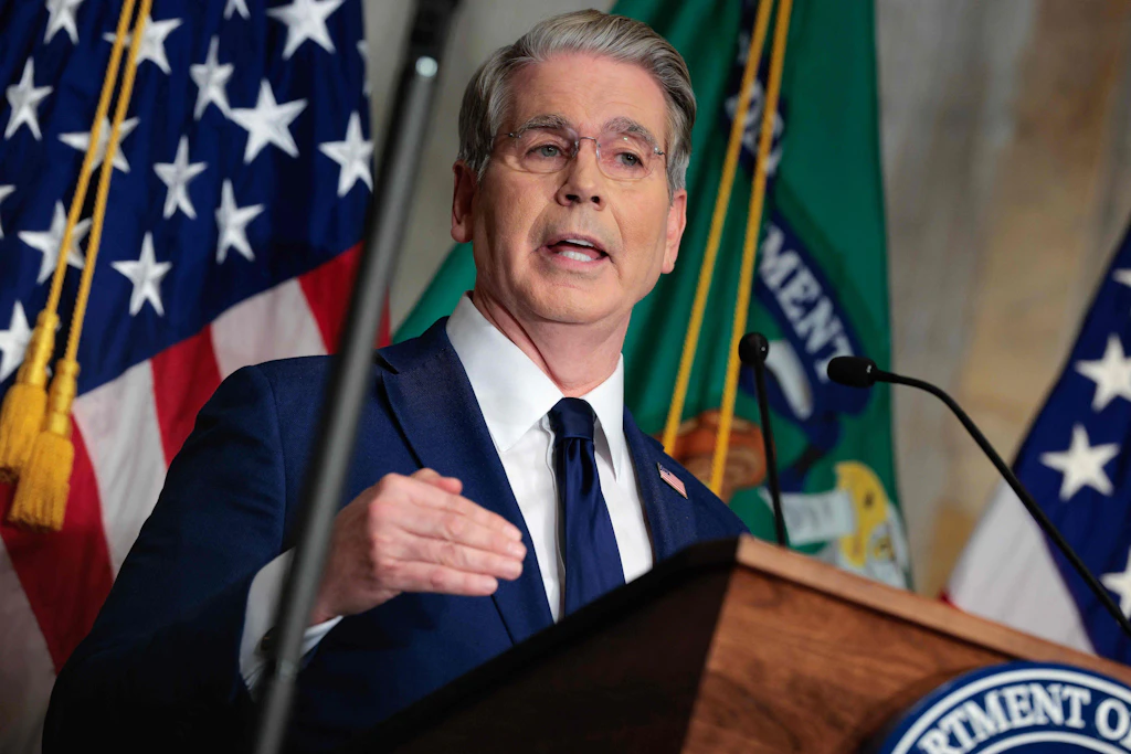 US-Finanzminister Scott Bessent bei seiner Rede am Montag in Washington zu neuen Sanktionen gegen Teheran