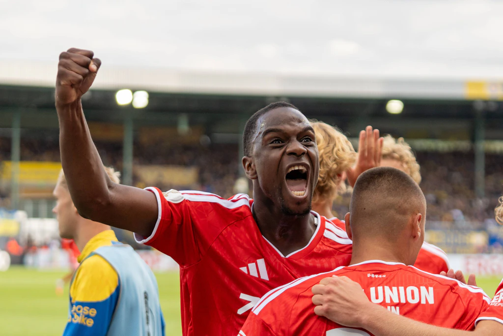 Der letzte Jubel im Union-Trikot? Am Sonntag feierte Ilyas Ansah mit den Köpenickern in Braunschweig den Einzug in die nächste Pokalrunde.