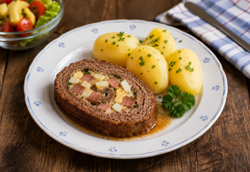 Rezept für Hackfleischrolle mit Käse und Ei: Deftige Füllung im Fleischmantel