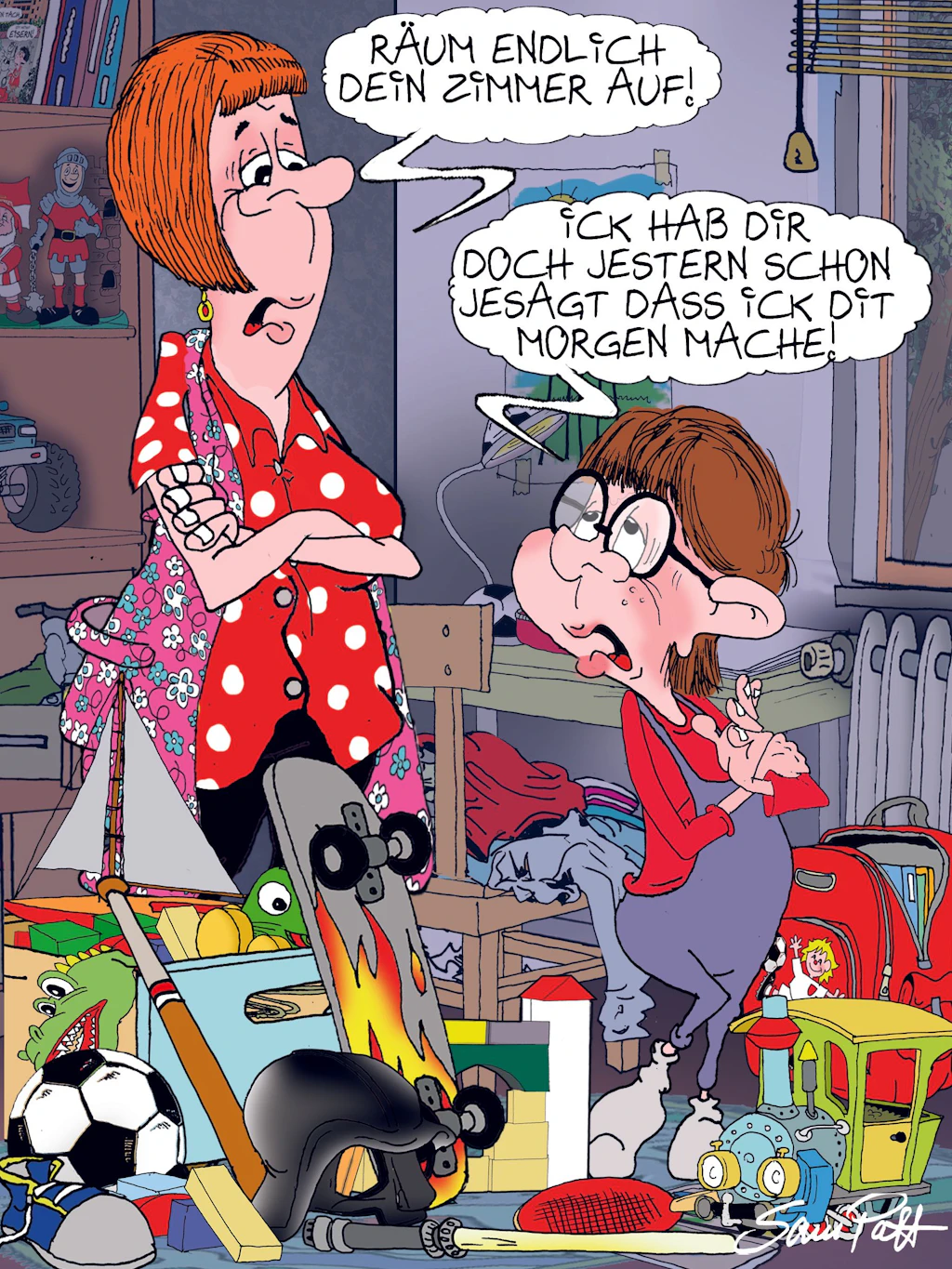 Der Cartoon des Tages überrascht Sie jeden Tag mit einem charmanten Bild voller Humor. Zeichner Sam Paff bereichert damit tagtäglich unsere Rubrik Witz des Tages.
