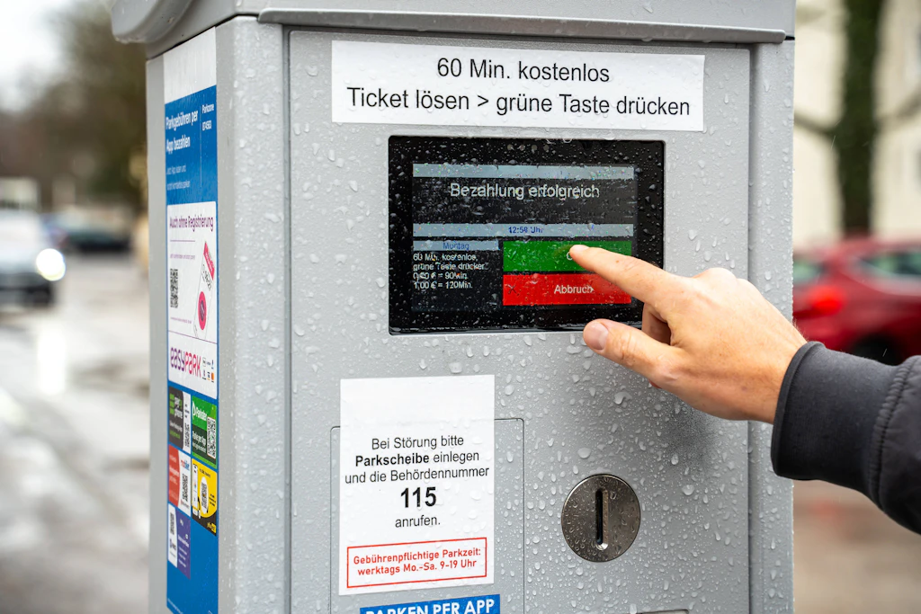 Ist der Parkscheinautomat defekt, sollte man die Störung melden.